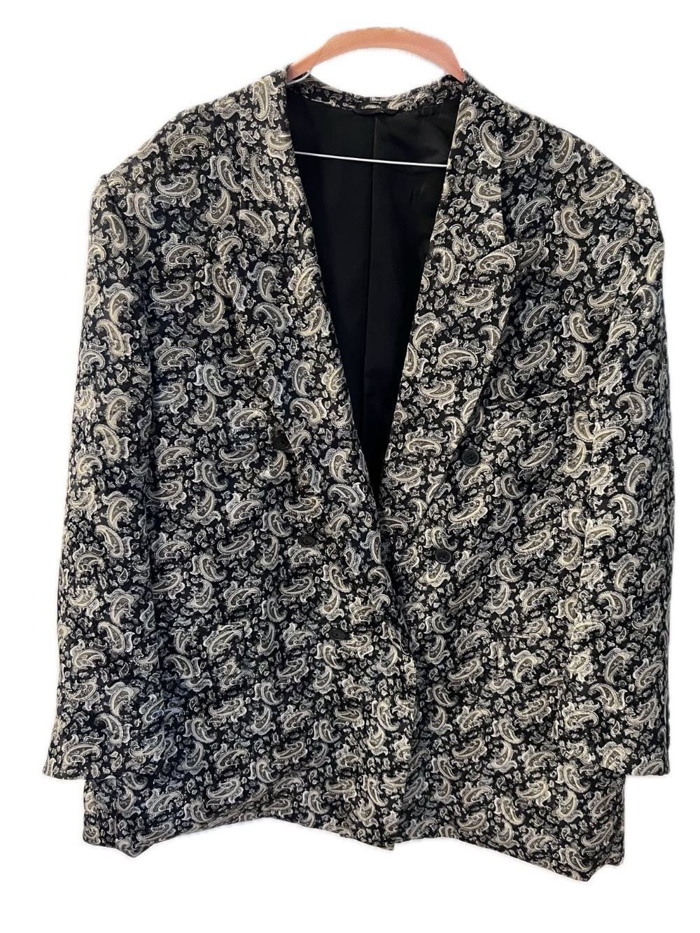 Bespoke Black & Silver Paisley Sport Coat